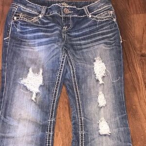 Almost Famous Jeans size 9 inches Distressed Denim Jeans